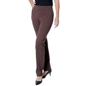 NEW Bellina Brown Straight Leg Ponte Pants- Size Medium Petite (bin 1U)